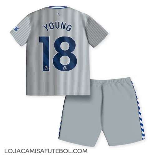 Camisa de Futebol Everton Ashley Young #18 Equipamento Alternativo Infantil 2023-24 Manga Curta (+ Calças curtas)